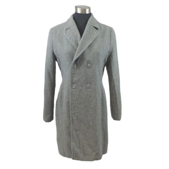 Mango MNG Wool Double Breasted Magnetic Closure Pea Coat in Gray Size M - Picture 2 of 12